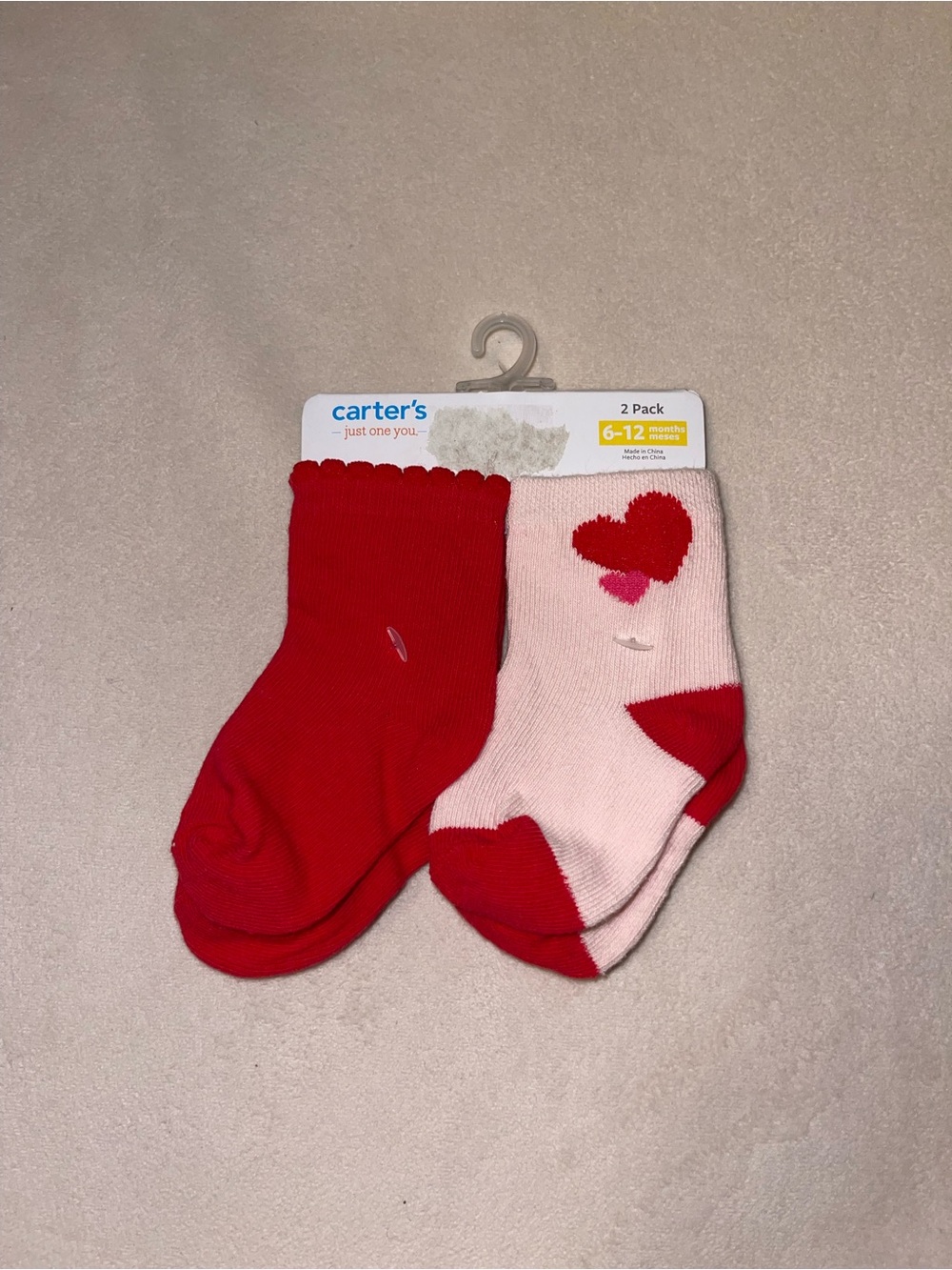 Carter's Red and Light Pink Heart Baby Socks 2-Pack